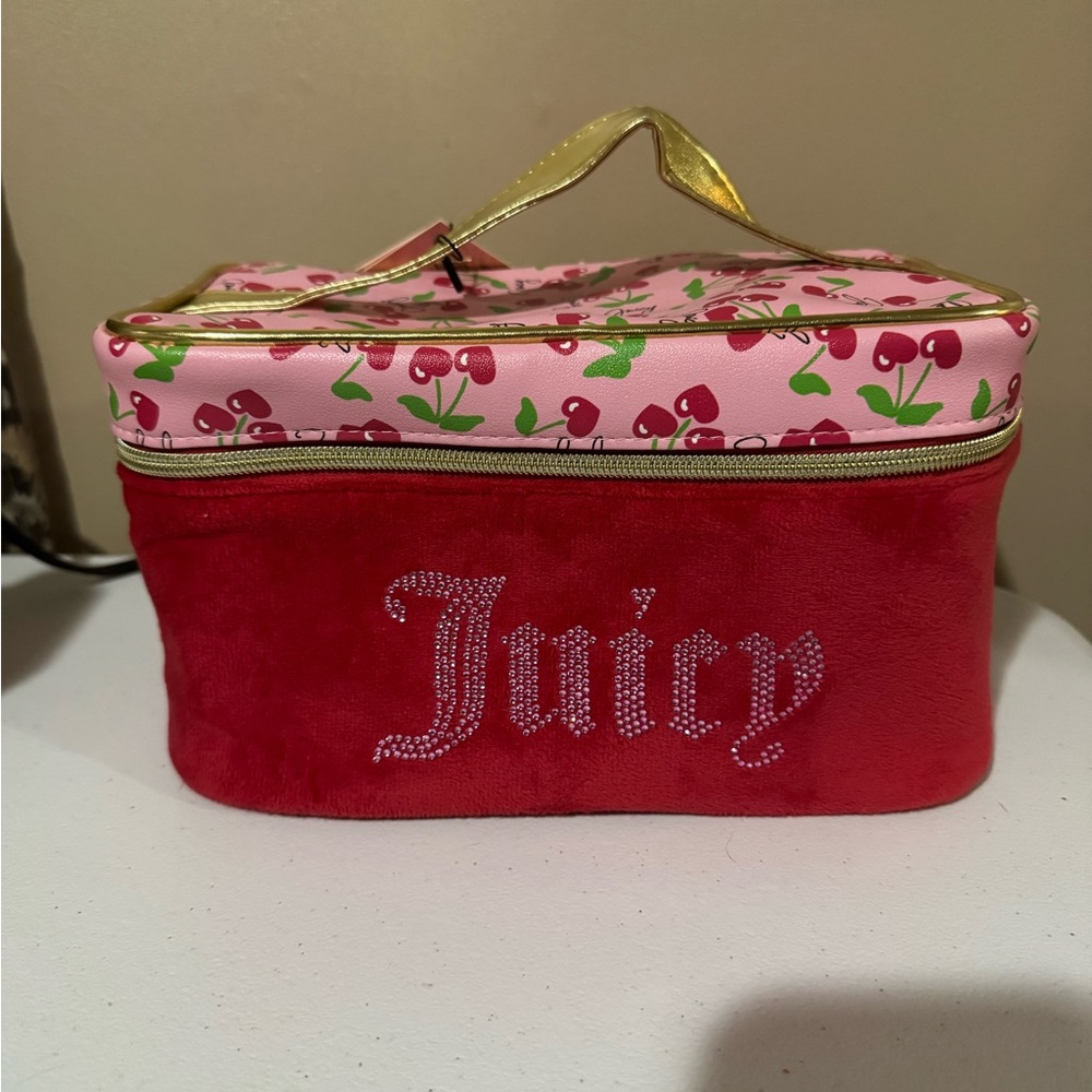Juicy Couture Cherry Print Pink and Red Cosmetic Bag